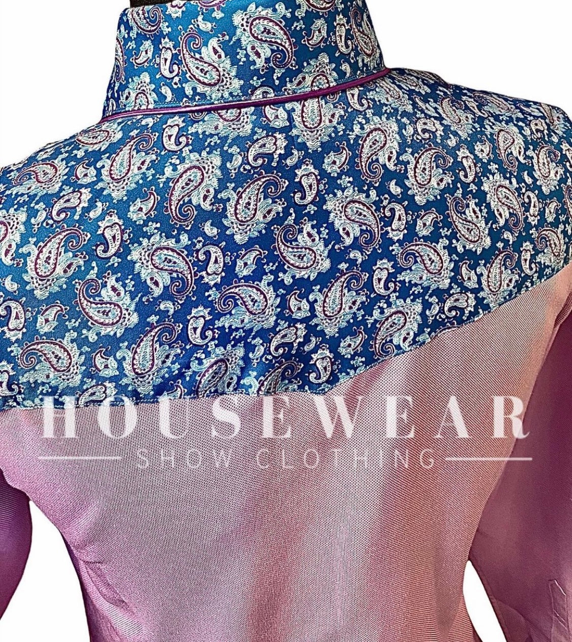 HouseWear Tailored Collection Light Purple & Blue Paisley Yoke Shirt - Small