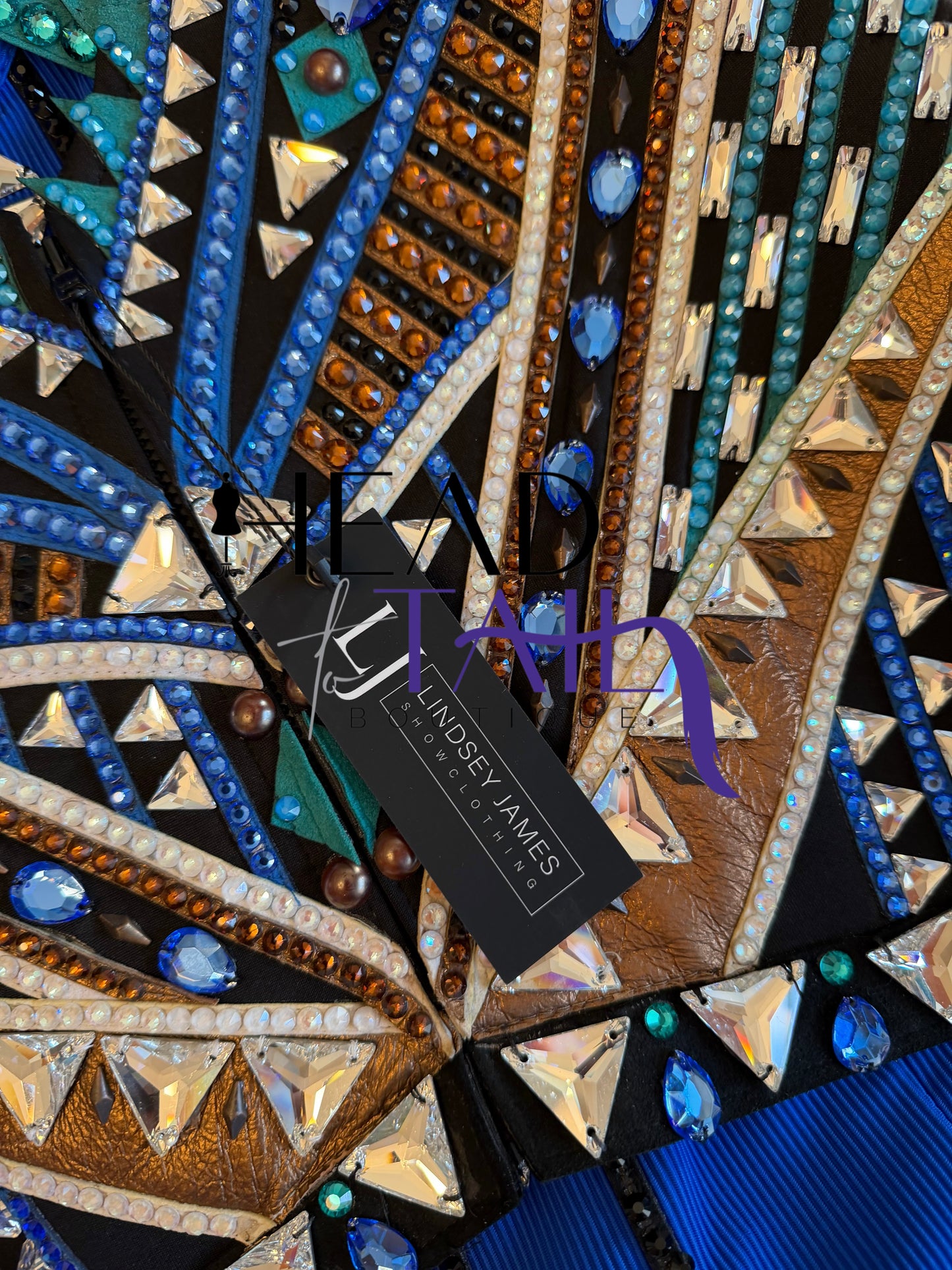 Lindsey James Show Clothing Royal Blue, Copper & Teal Day Shirt & Bolero- Appx X-Small/Small