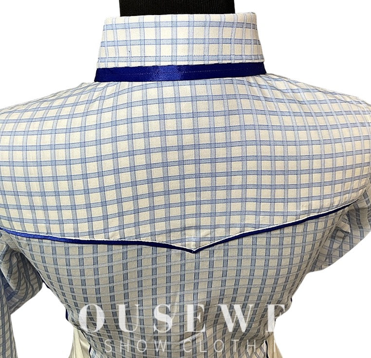 HouseWear Tailored Collection White & Blue Print- X-Small