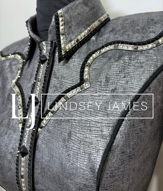 Lindsey James Silver Print & Black Yoke- X-Small/Small
