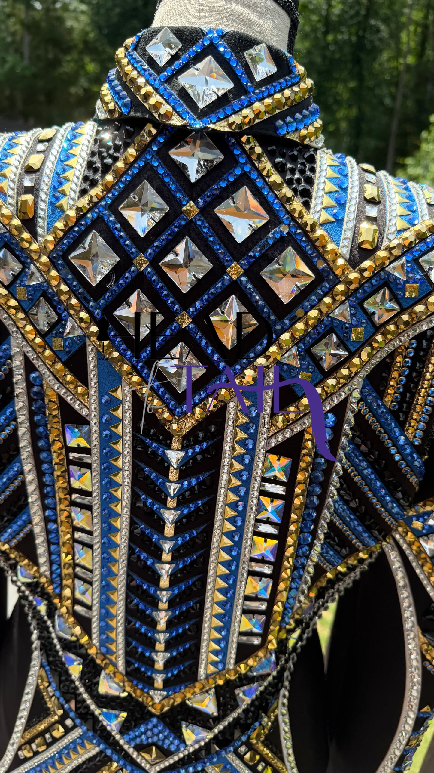 Lindsey James Show Clothing Blues, Gold, Silver & Black Showmanship Jacket - Medium/Large