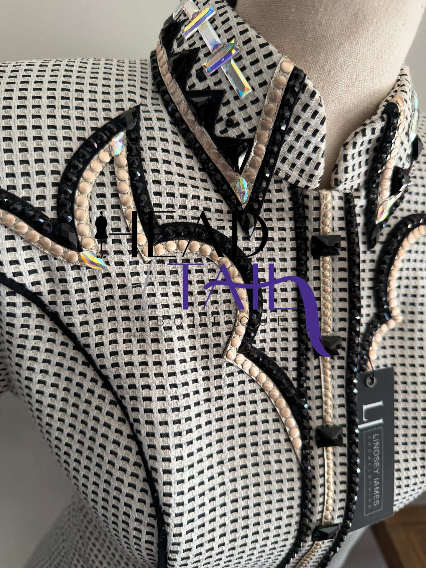 Lindsey James Platinum, Black & Gold Print Print & Yoke- Small/Medium