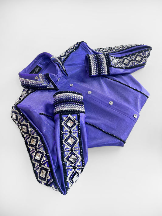 Kevin Garcia Originals Metallic Purple Full Sleeve Silver & Black - Size: 6