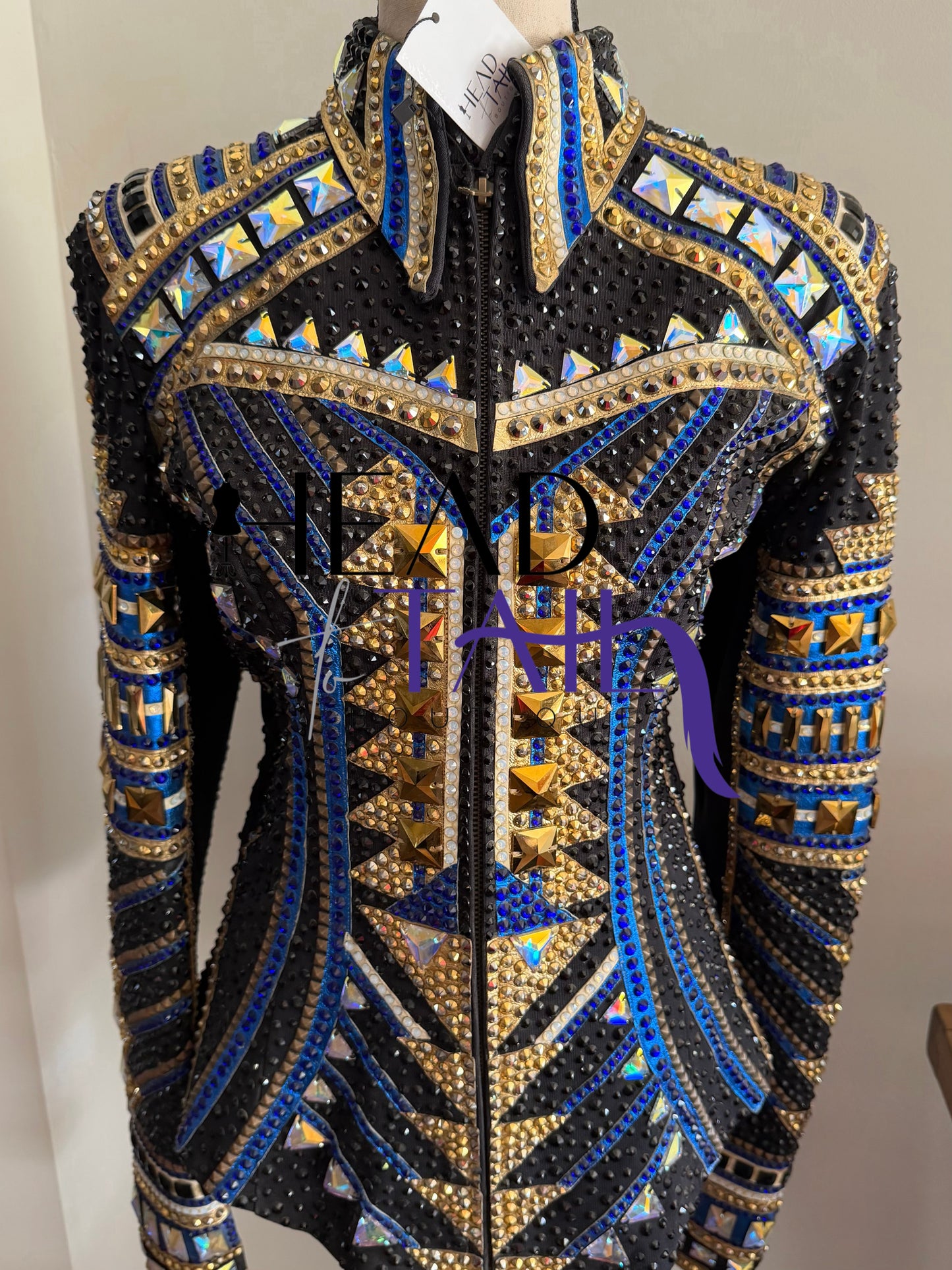 Trudy Black Label Blue, Black & Gold Showmanship Jacket - Medium TALL