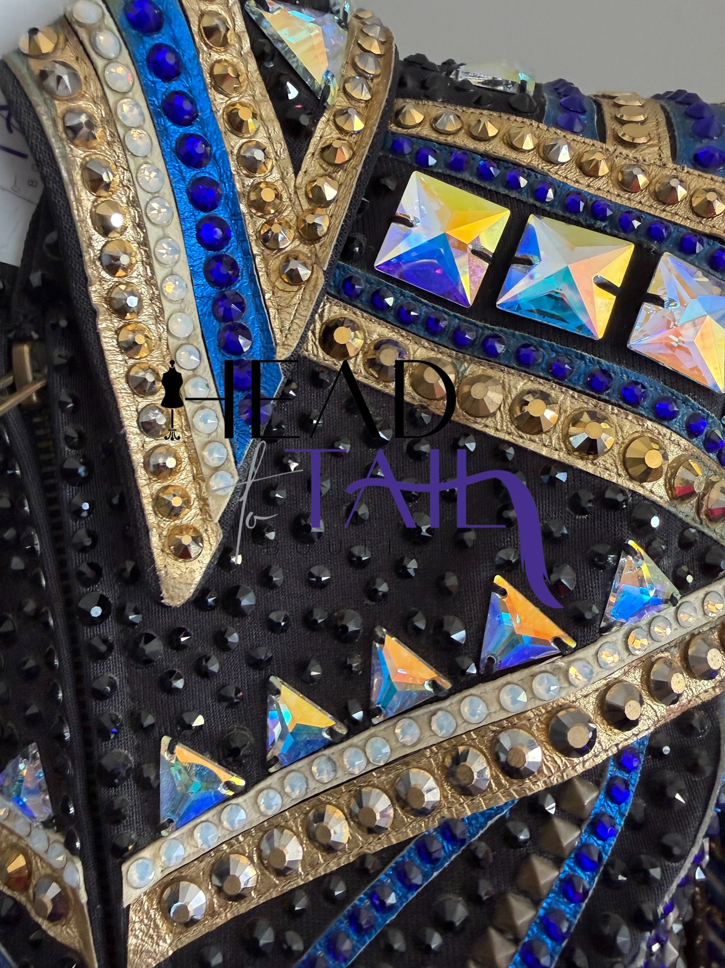 Trudy Black Label Blue, Black & Gold Showmanship Jacket - Medium TALL