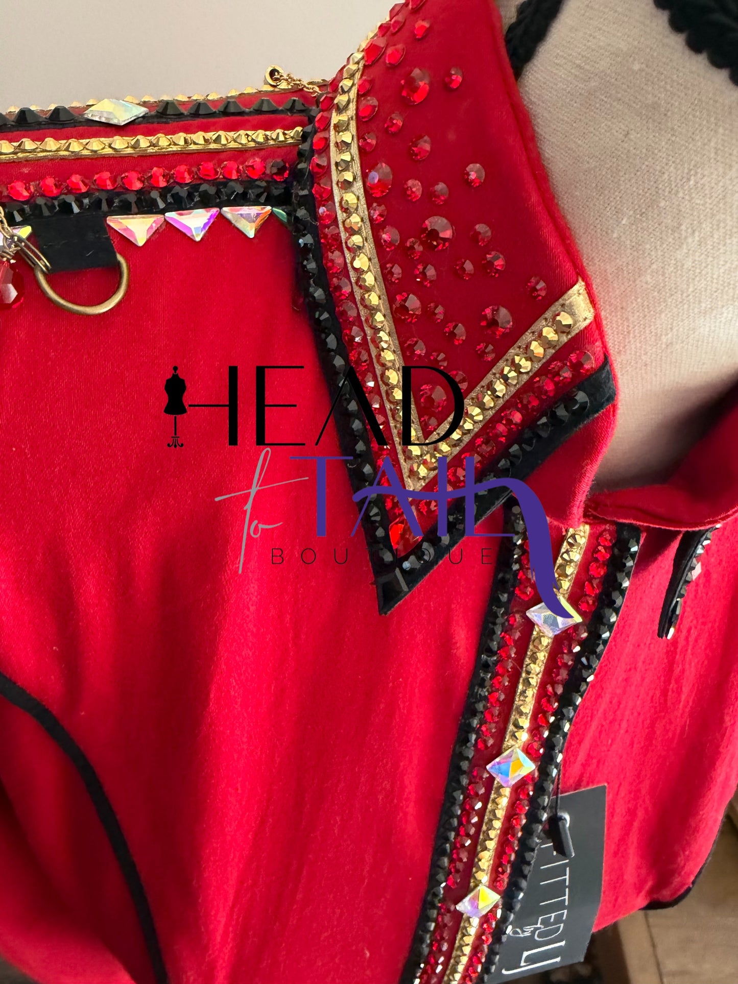 Lindsey James Red w/ Black & Gold and Arm Chain Details- X-Small