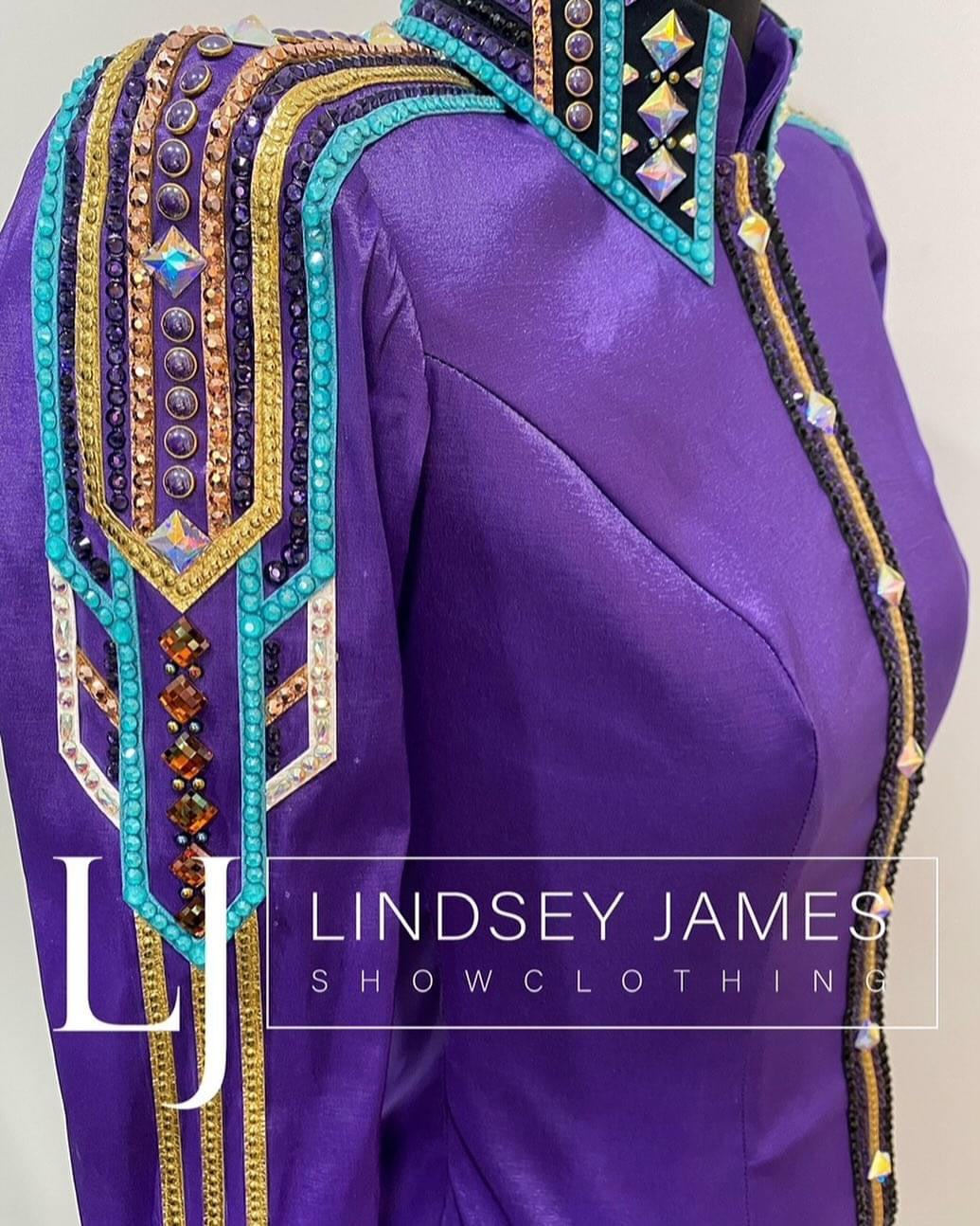 Lindsey James Show Clothing Black, Purple, Turquoise & Gold Vest + Day Shirt - Small