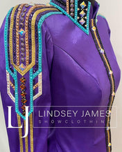 Load image into Gallery viewer, Lindsey James Show Clothing Black, Purple, Turquoise &amp; Gold Vest + Day Shirt - Small
