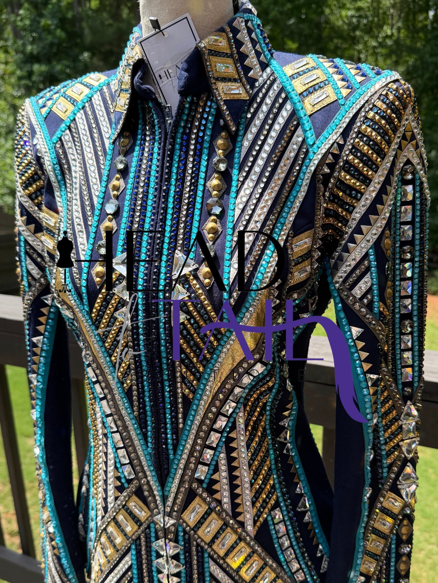 Lindsey James Show Clothing Navy, Silver, Gold Showmanship Jacket - X-Small/Small