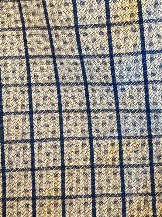 Boo Yah Light Blue Square Print Hunt Shirt with Navy Thick Stripe and Thick Navy Ribbon Piping Collars - Size 40