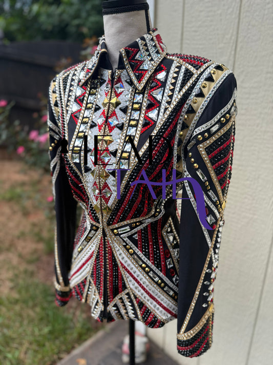 One of a Kind Red, Black & Gold Showmanship Jacket - Small/Medium