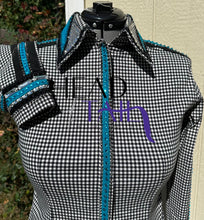 Load image into Gallery viewer, White &amp; Black Checkered with Teal Full Sleeve - 2X- FINAL SALE
