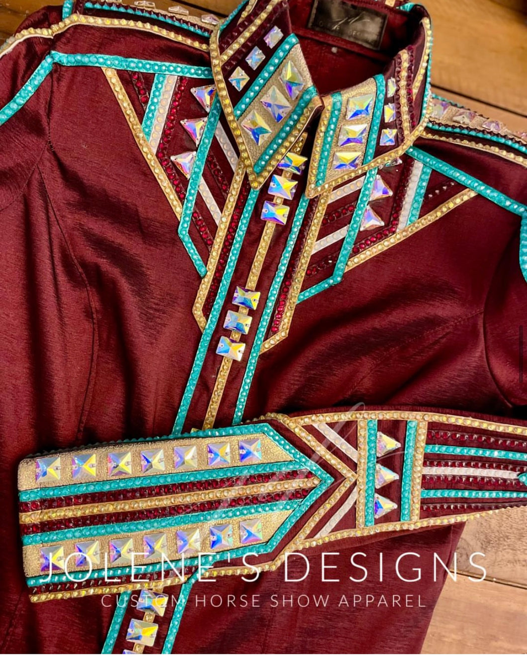 Jolene’s Designs Burgundy, Gold & Turquoise Day Shirt