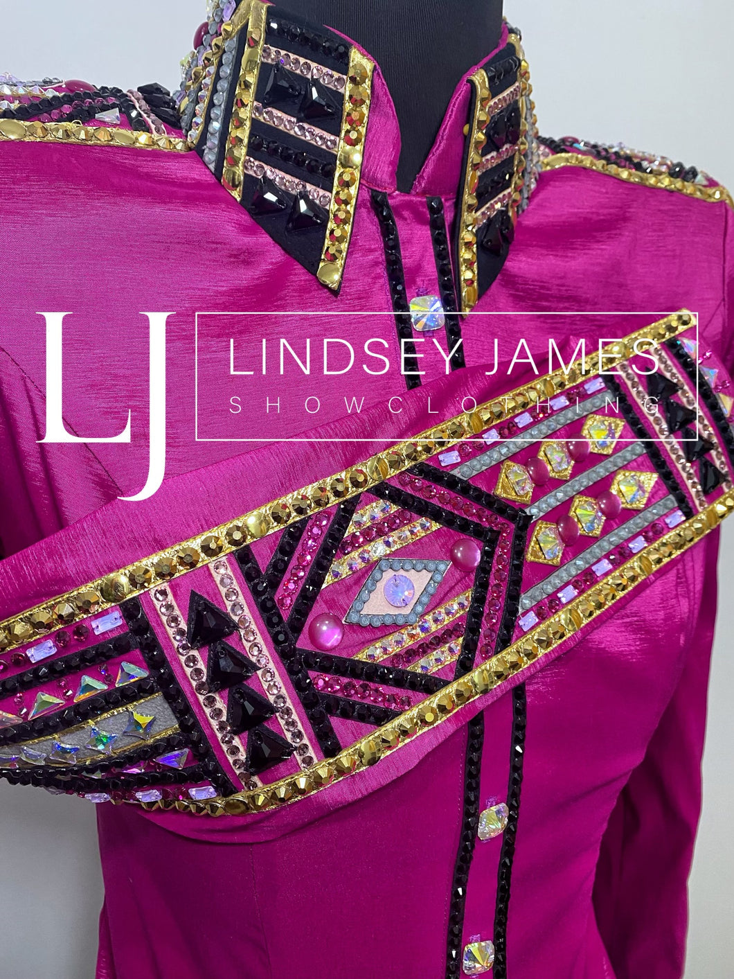 Lindsey James Hot Pink, Gold & Gray Full Sleeve - Small