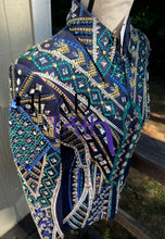 Load image into Gallery viewer, Lindsey James Navy Based w/ Gold, Turquoise &amp; Blue Showmanship Jacket - Small
