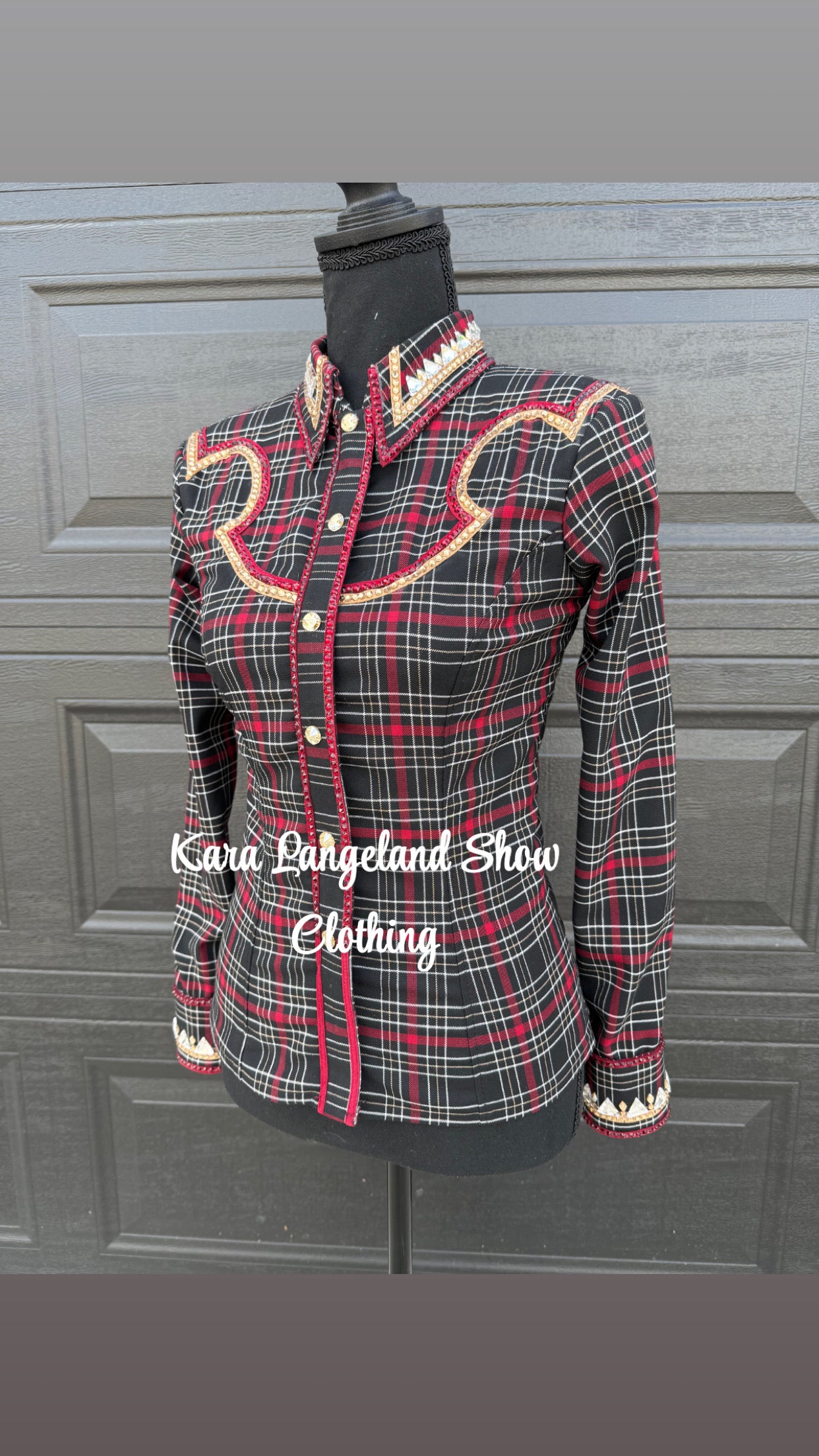 Kara Langeland Black Base w/Burgundy Plaid Print + X-Small/Small