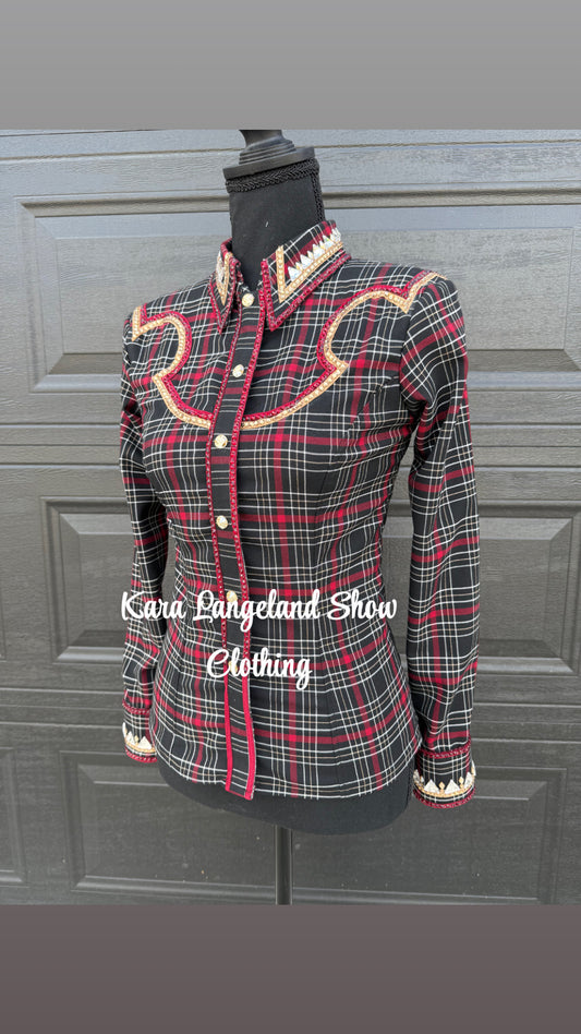 Kara Langeland Black Base w/Burgundy Plaid Print + X-Small/Small