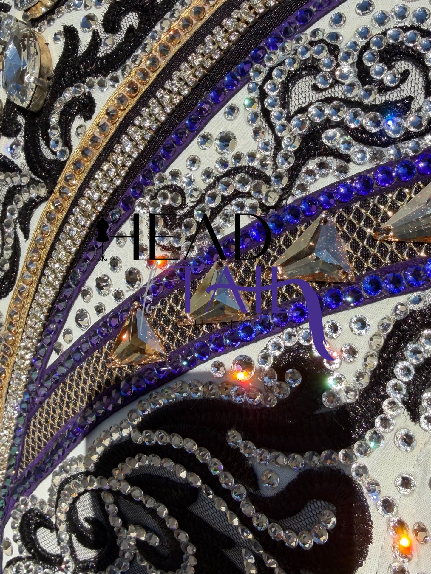 Unbridled Couture Black, White, Purple & Gold Showmanship Jacket (& vest) - Medium