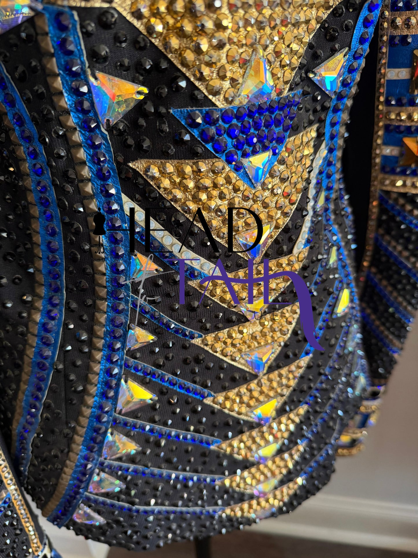 Trudy Black Label Blue, Black & Gold Showmanship Jacket - Medium TALL