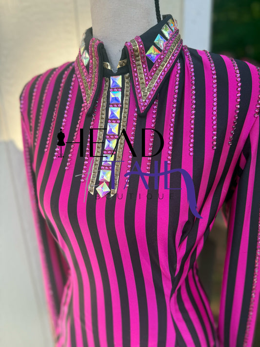 Trudy Black Label Pink, Black & Gold Stripe - FINAL SALE