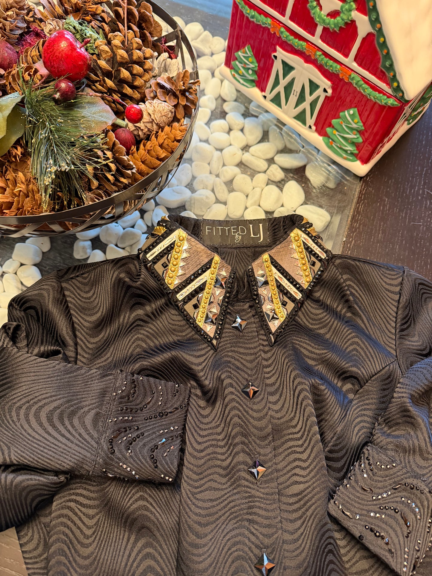 Lindsey James Black Print w/ Gold & Grey - Small