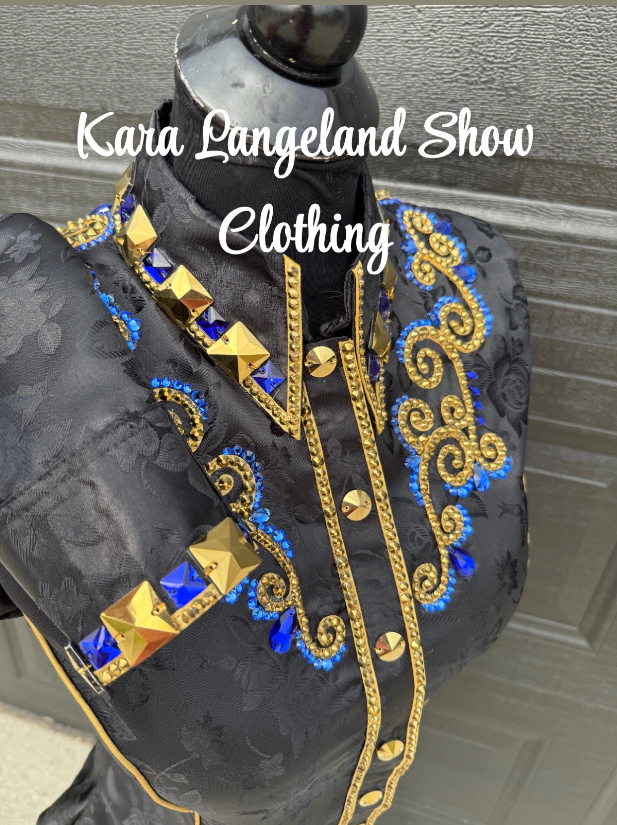 Kara Langeland Black Floral Print Base, Royal & Gold Day Shirt - Medium/Large