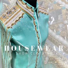 Load image into Gallery viewer, Housewear Show Clothing Mint &amp; Gold w/ Sheer Sleeve - Medium/Large
