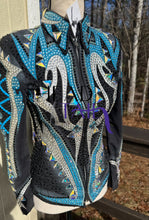 Load image into Gallery viewer, Trudy Black Label Light Blue, Silver &amp; Black Showmanship Jacket - YOUTH
