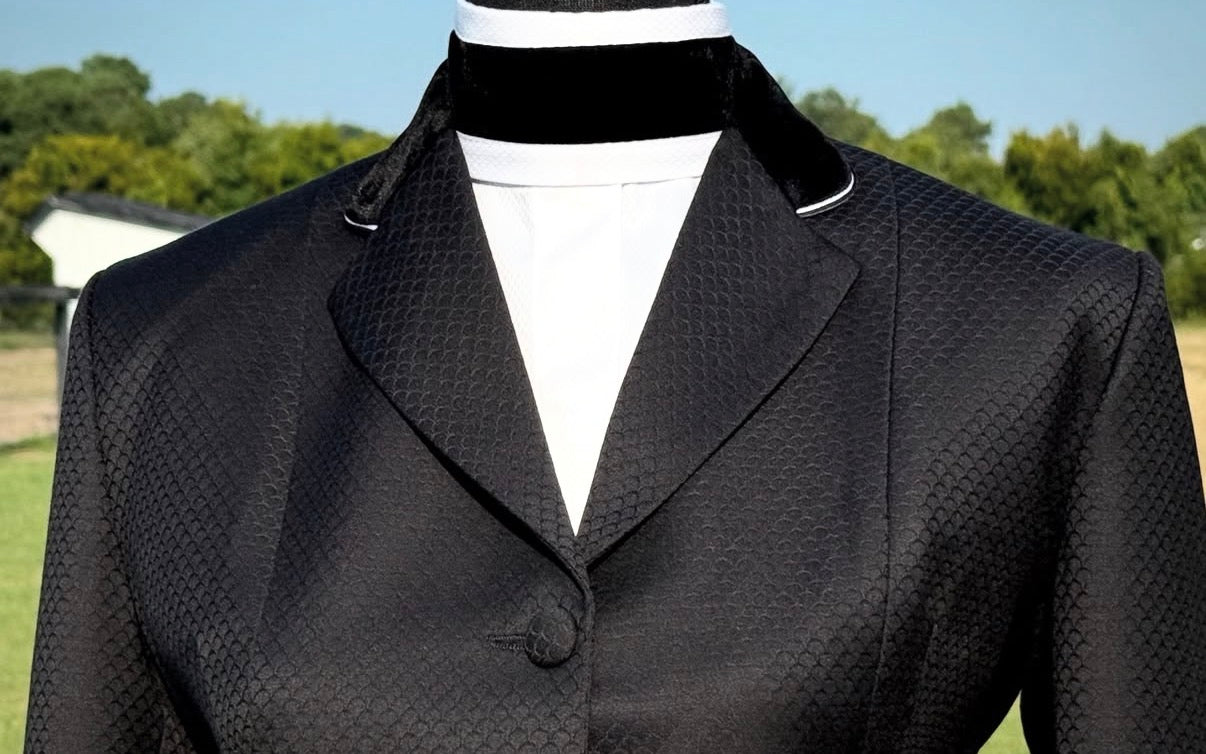 Boo Yah White Shirt with Thick Black Velvet Ribbon Strip and Copper V Collars - Size 32