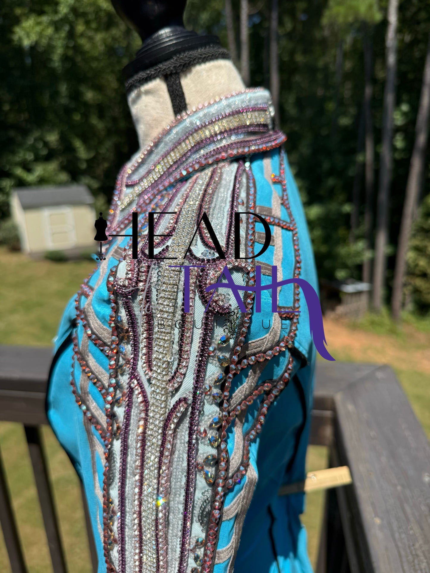 Unbridled Couture Sky Blue, Silver & Lavender Day Shirt - Small/Medium