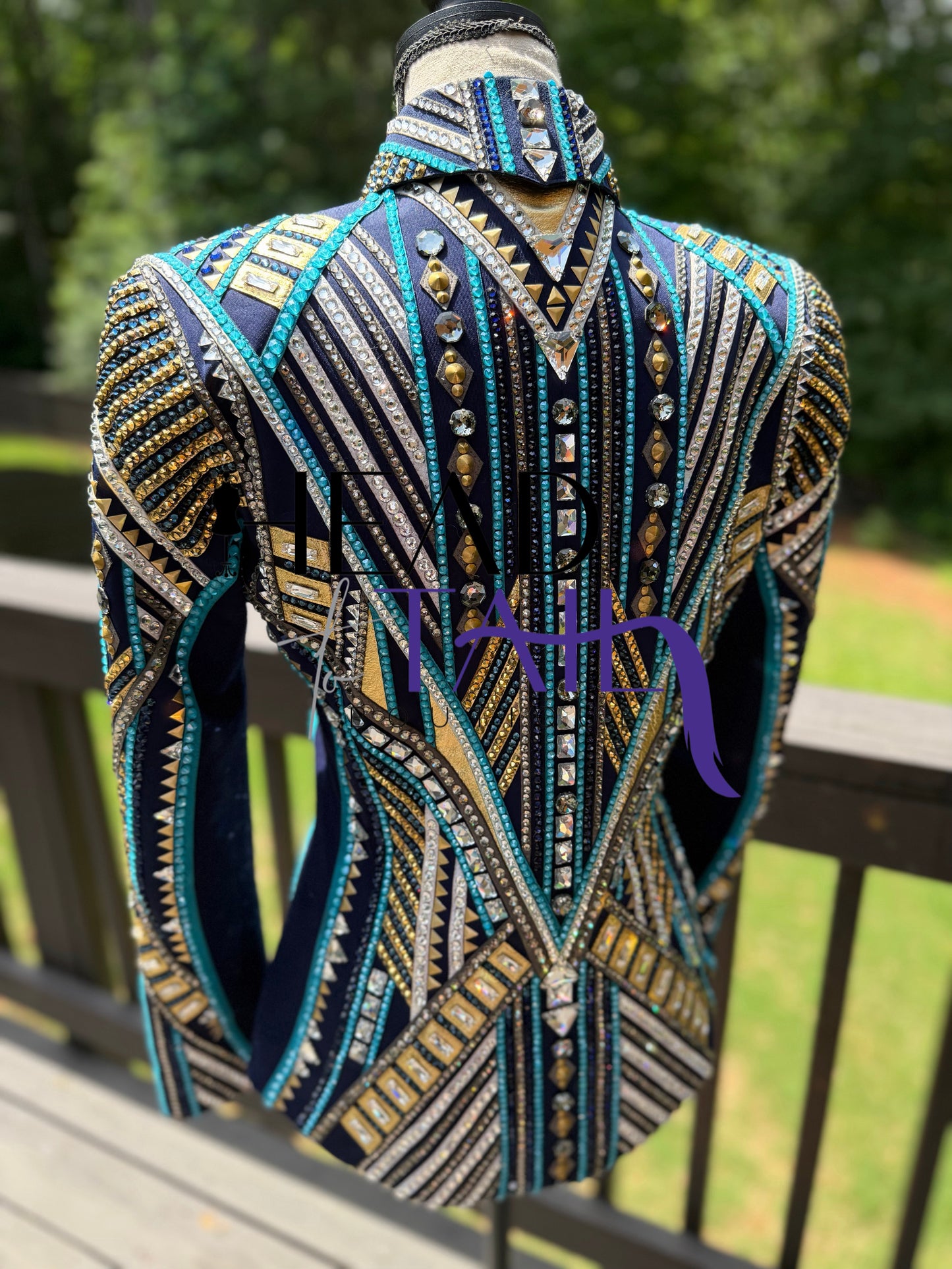Lindsey James Show Clothing Navy, Silver, Gold Showmanship Jacket - X-Small/Small