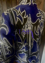 Load image into Gallery viewer, Paula&#39;s Place Royal Blue, White &amp; Black Fringe Jacket -  Medium
