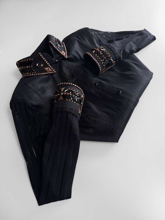 Kevin Garcia Originals Black w/ Copper Details and Sheer Sleeves - Apx 12/14