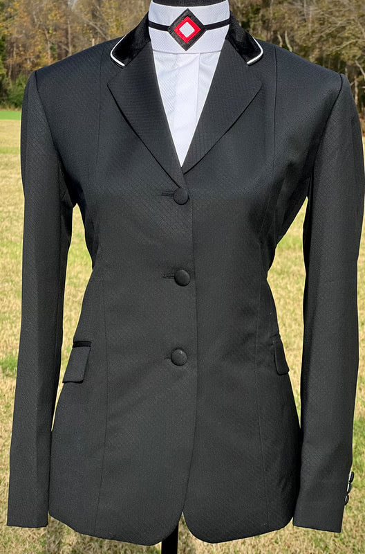 Boo Yah Black Print with Black Velvet & White Piping- Size 2