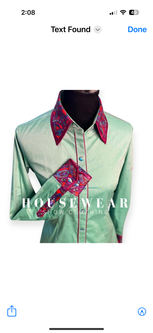 HouseWear Tailored Collection Pale Green Vibrant Paisley- Medium