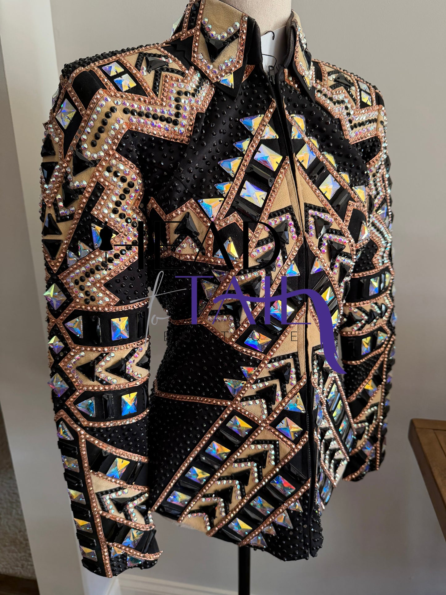 Lindsey James Show Clothing Black, Tan, Camel Showmanship Jacket - Small/Medium