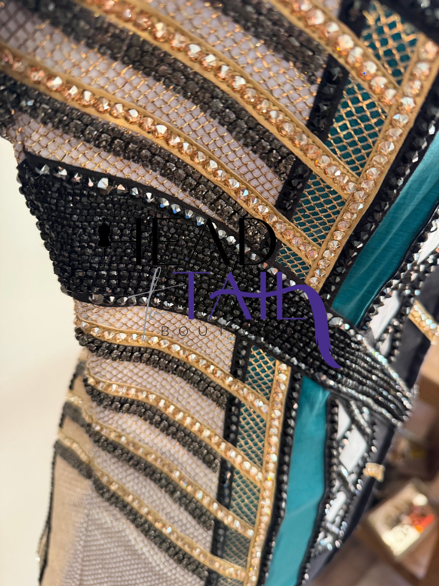 Unbridled Couture Teal, Gold & White Showmanship Jacket - X-Small/Small