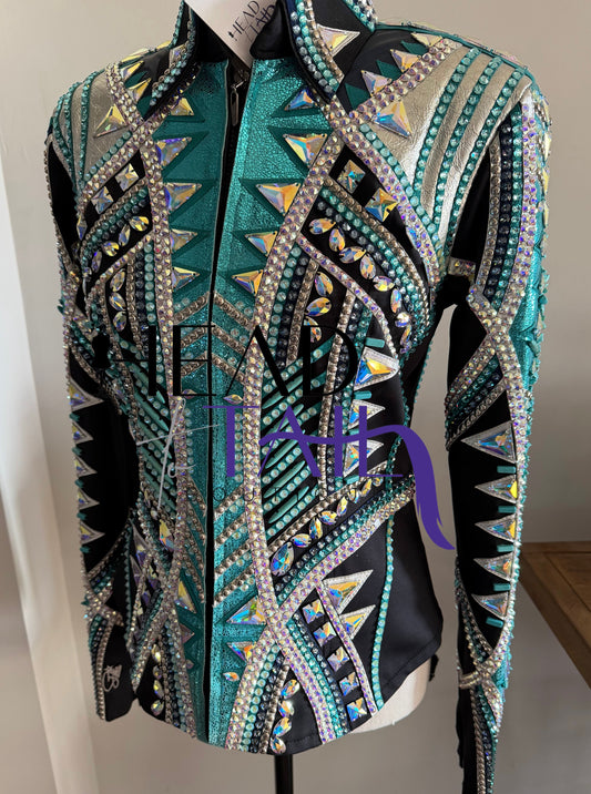 Stella Show Clothing Metallic Teal & Silver Jacket - Small/Medium