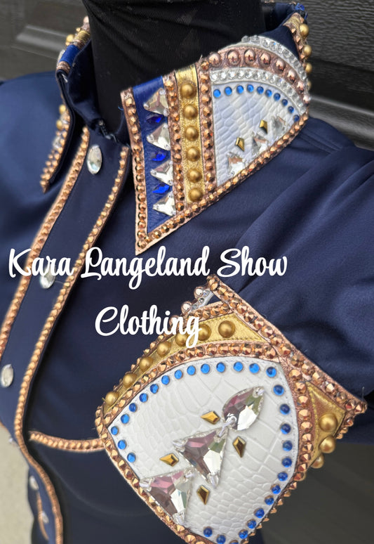 Kara Langeland Navy, Rose Gold & White Day Shirt - Small