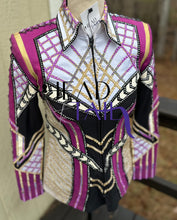 Load image into Gallery viewer, Unbridled Couture Showmanship, Horsemanship, Vest &amp; Day Shirt Magenta Purple &amp; Gold 4 Piece Set - YOUTH Large/ADULT XS
