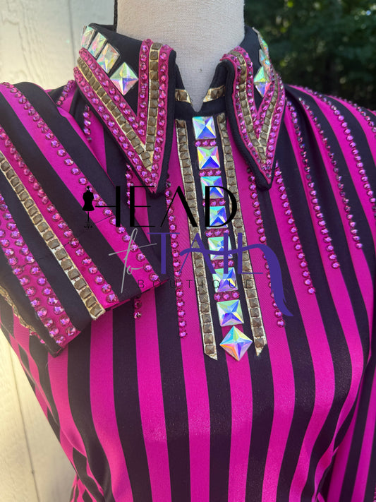 Trudy Black Label Pink, Black & Gold Stripe - FINAL SALE