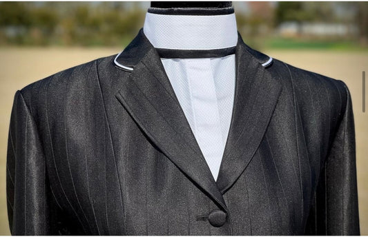 White Shirt with Silver Filled Diamond and Black Piping Collars - Size 32