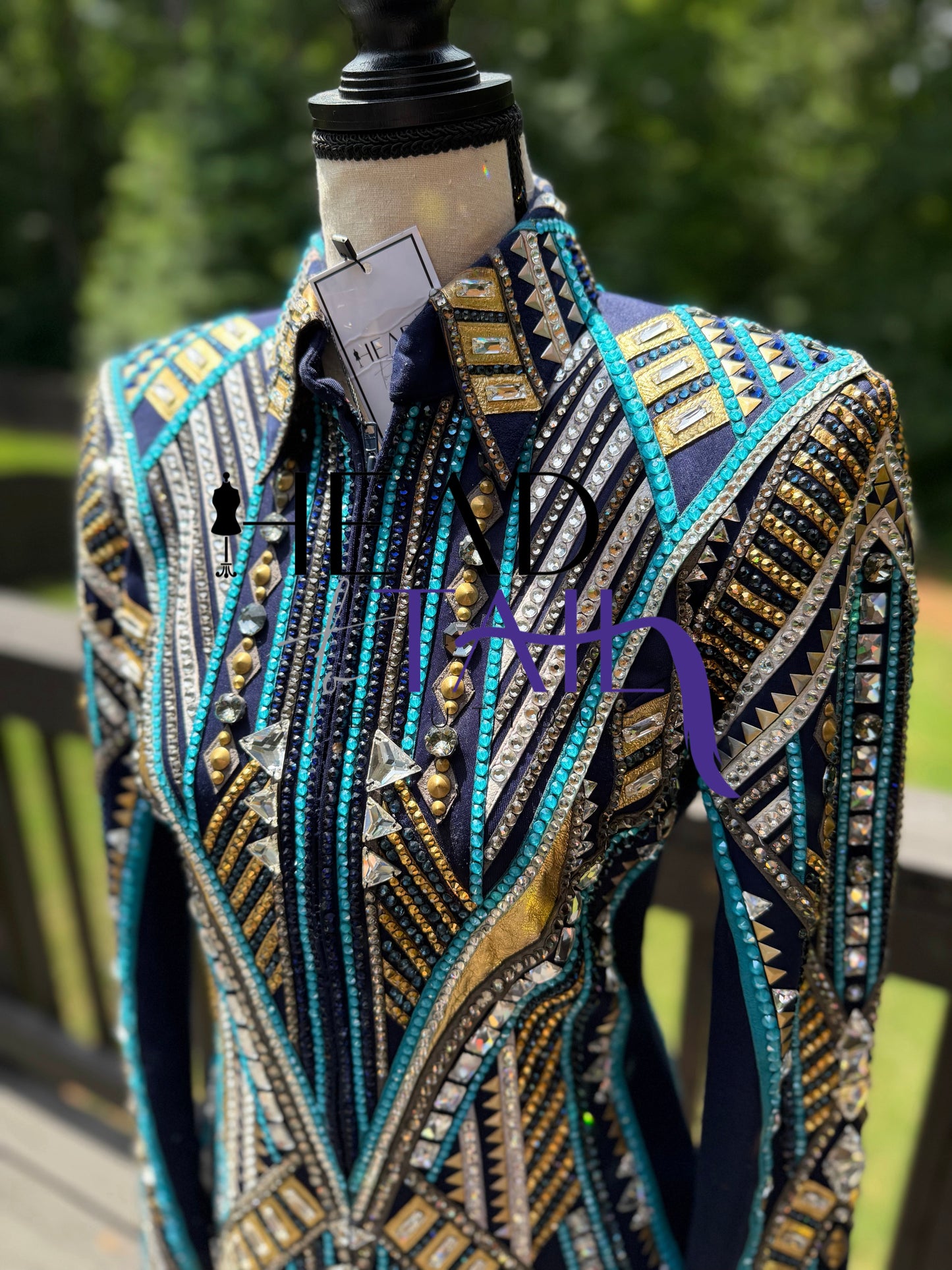 Lindsey James Show Clothing Navy, Silver, Gold Showmanship Jacket - X-Small/Small