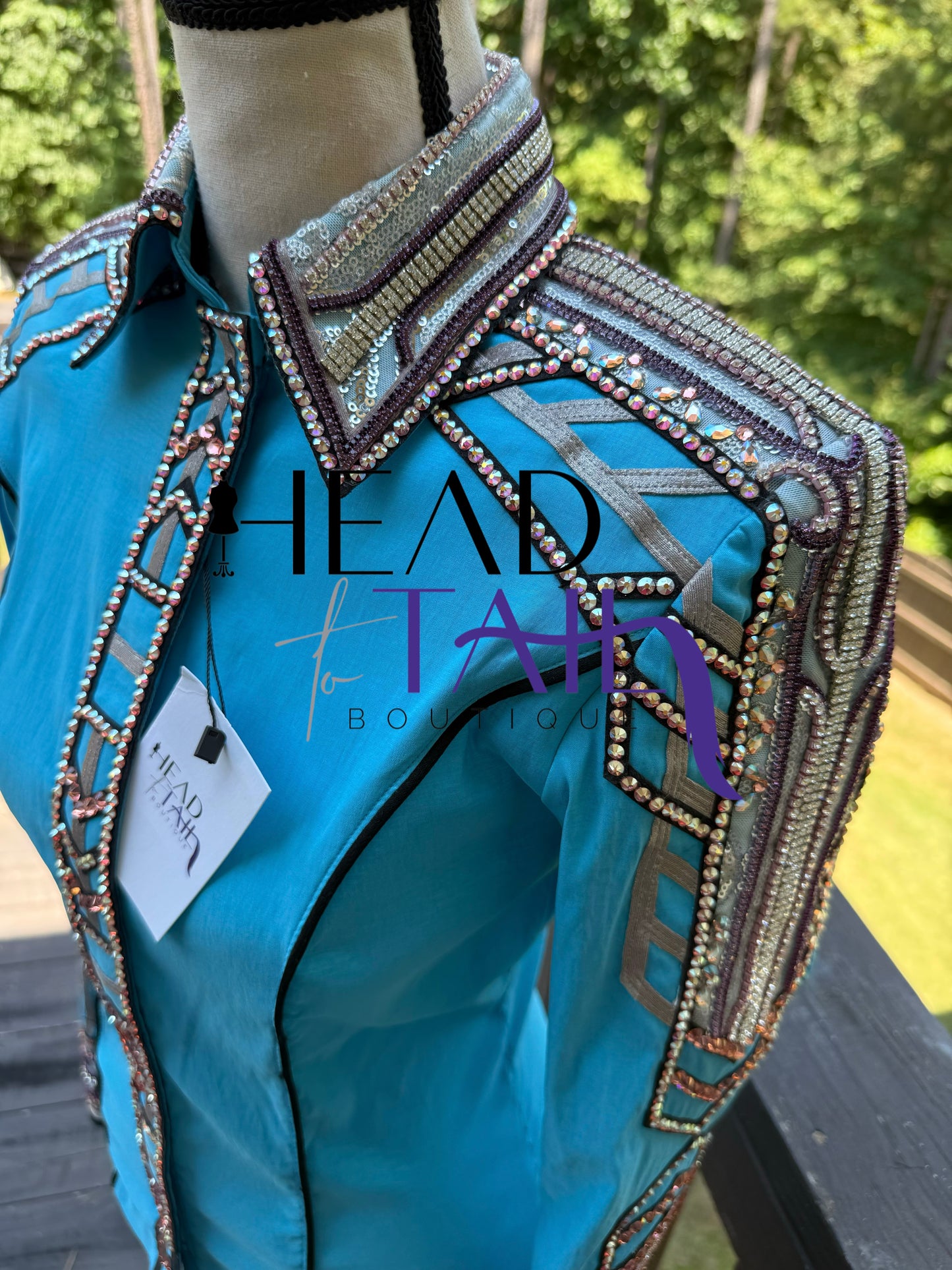 Unbridled Couture Sky Blue, Silver & Lavender Day Shirt - Small/Medium