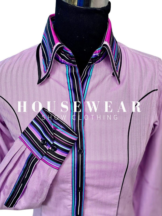 HouseWear Tailored Collection Light Purple & Stripe Print - X-Small
