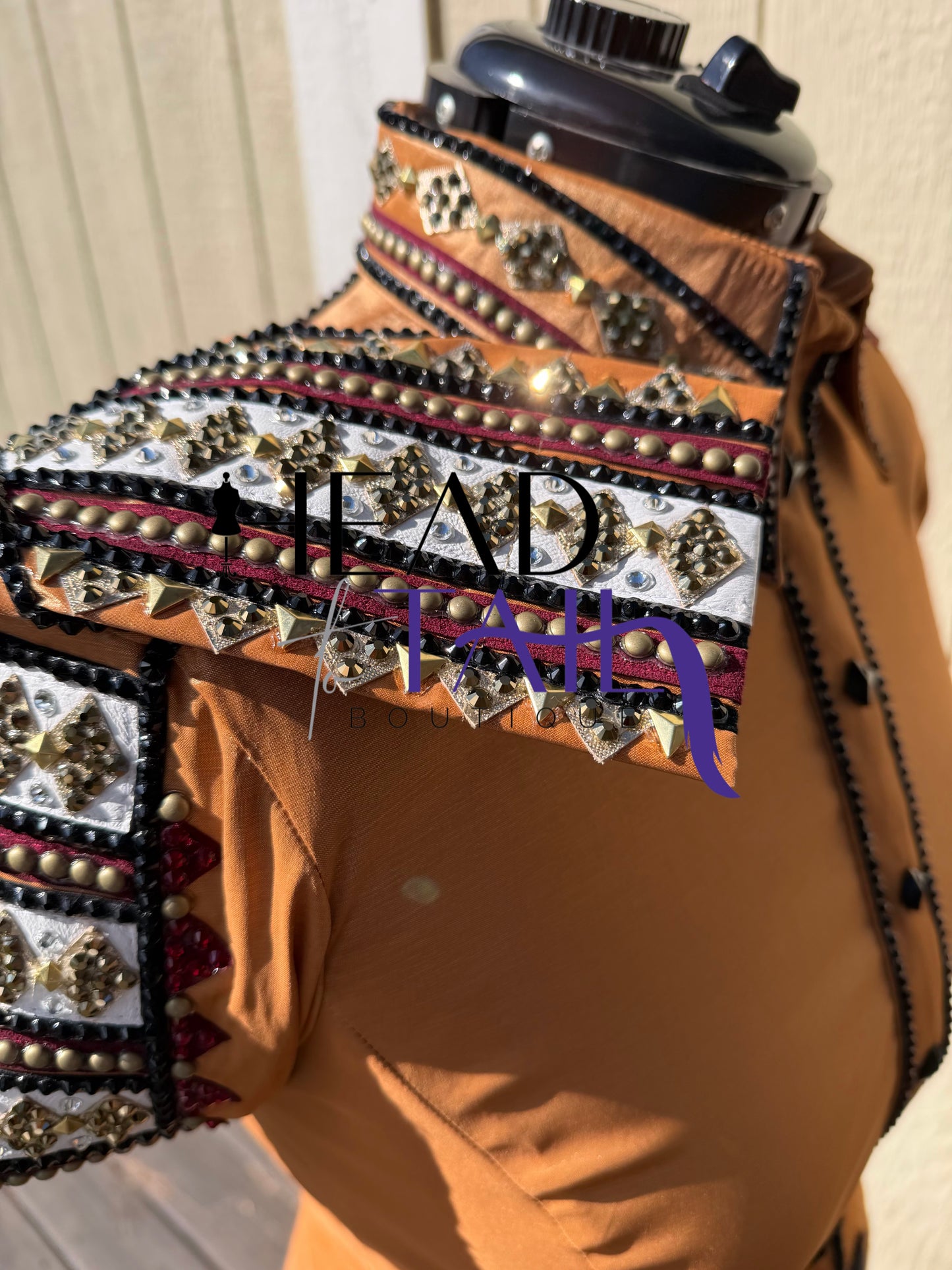 Sara Longworth Gold, Burgundy & White Shirt - Medium