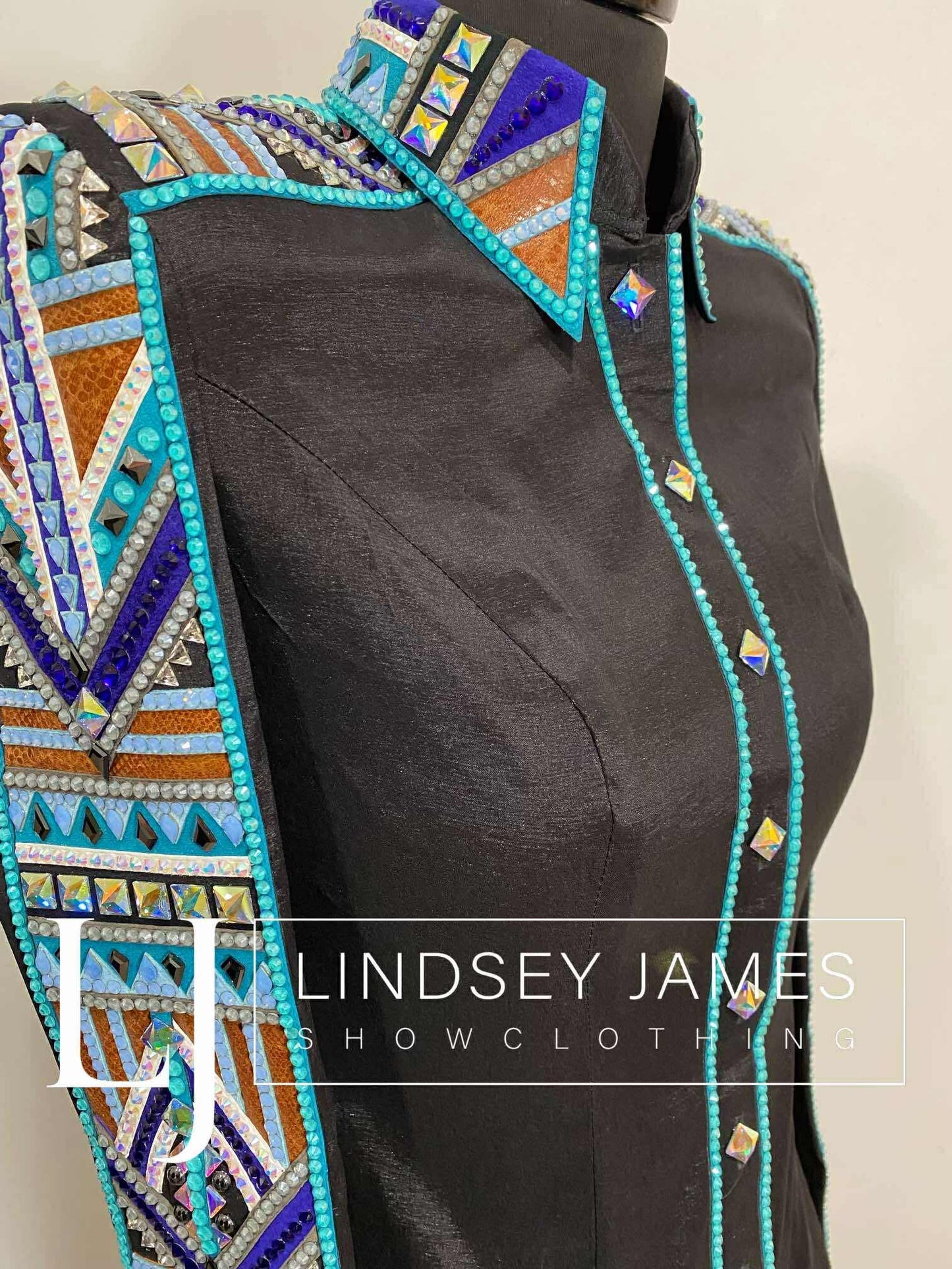 Lindsey James Black w/ Multi Color  - Full Sleeve - Small