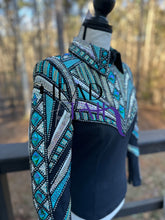 Load image into Gallery viewer, Unbridled Couture Showmanship, Horsemanship &amp; Vest +Lindsey James (Day Shirt) Teal, Silver Greens 4 Piece Set - YOUTH Large/ADULT XS
