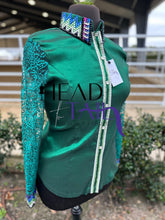 Load image into Gallery viewer, Kevin Garcia Originals Emerald Green, Pink &amp; Purple Sheer Sleeve - Size 14
