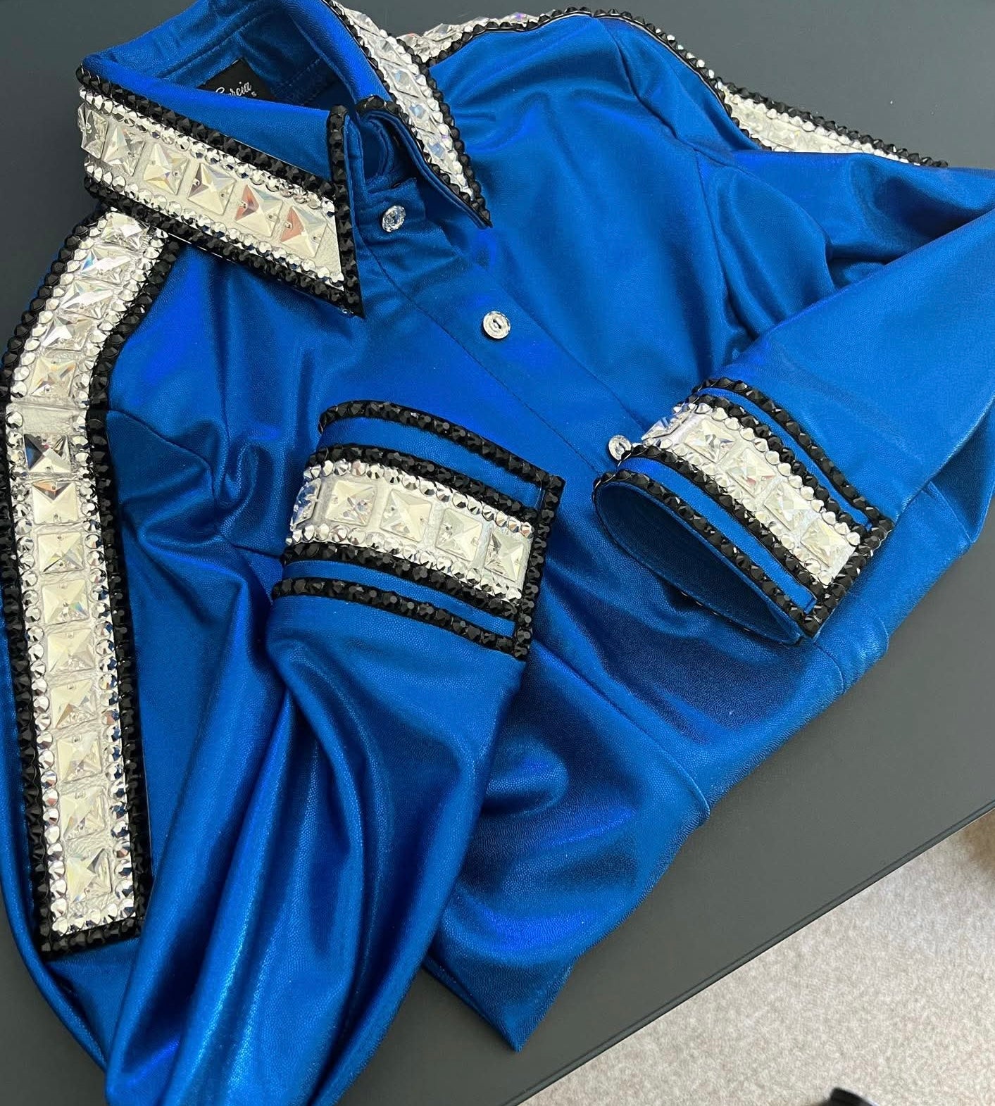 Kevin Garcia Originals Royal Blue & Silver Metallic Half Sleeve Design - Size: Custom Piece APX 6/8 SHORT